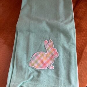 Easter Set of Mint Green Towel with Plaid Bunny Patch  Kitchen towels